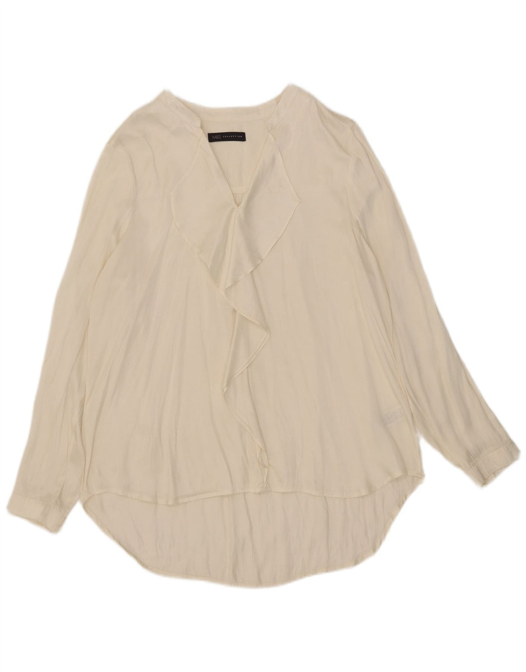 Bluză cu mânecă lungă cu volane în față pentru femei Marks & Spencer, UK 18 XL, bej