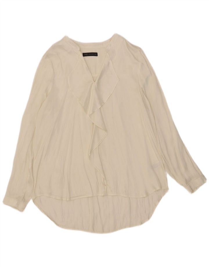 Bluză cu mânecă lungă cu volane în față pentru femei Marks & Spencer, UK 18 XL, bej