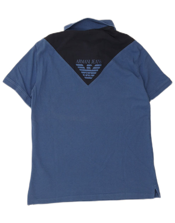 Cămașă polo cu grafică pentru bărbați Armani Jeans XL, bumbac color block, albastru