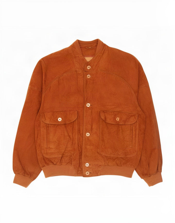 Bomber vintage pentru bărbați din piele intoarsa IT 56 3XL din piele maro