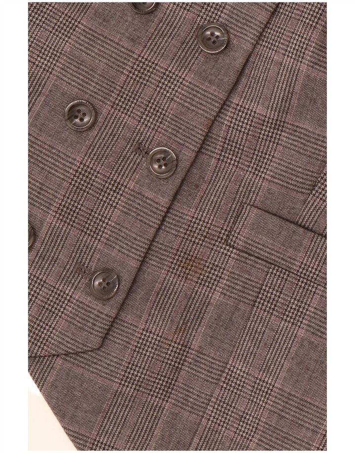 Gilet dublu pentru femei TED BAKER Mărimea 2 Lână mică, gri cu carouri