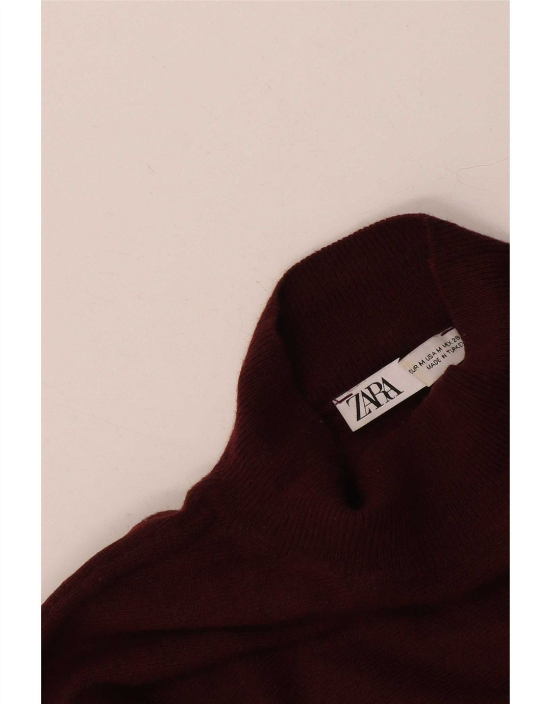 Pulover pentru femeie cu gât țestoasă supradimensionat Zara UK 14 Burgundy mediu