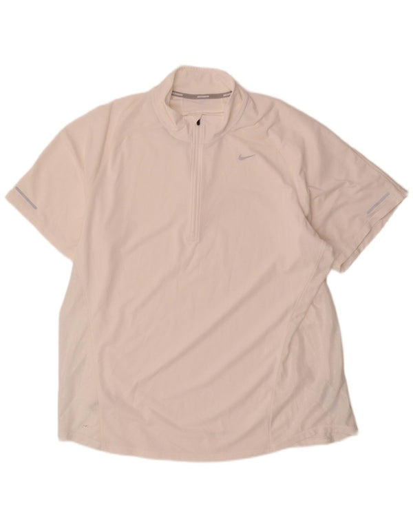 Tricou Nike pentru bărbați Dri Fit cu fermoar și gât Top 2XL poliester alb