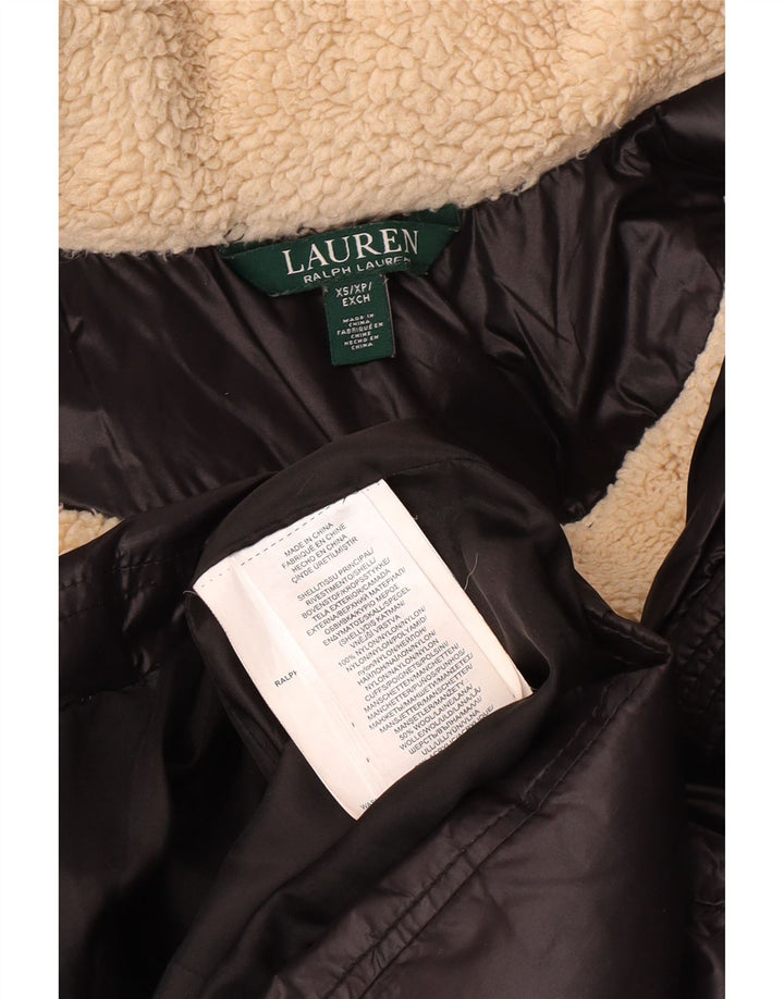 POLO RALPH LAUREN Palton căptușit cu glugă pentru femei UK 6 XS Negru Nylon iarnă