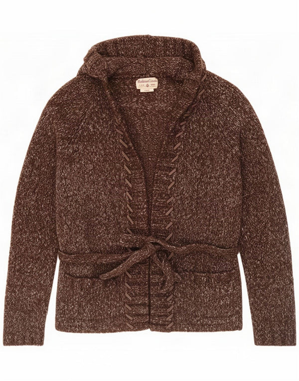 Marlboro Classics Pulover cardigan cu glugă pentru femei UK 14 Large Brown Flecked