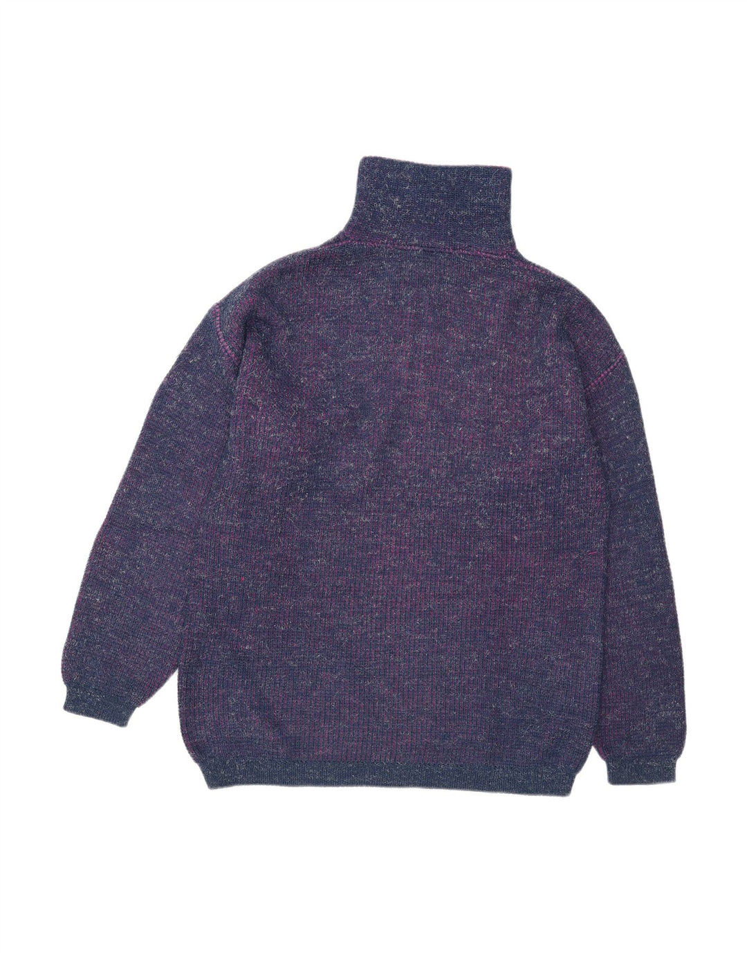 CARRERA Womens Zip Neck Jumper Sweater Medium Navy Blue Flecked Acrylic