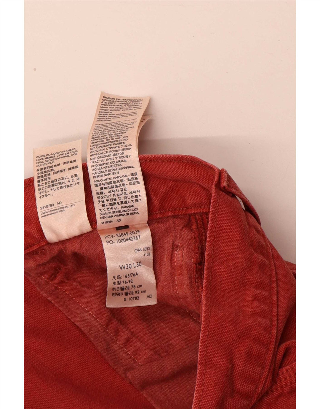 Blugi Levi's Cargo Straight pentru bărbați W30 L30 bumbac roșu