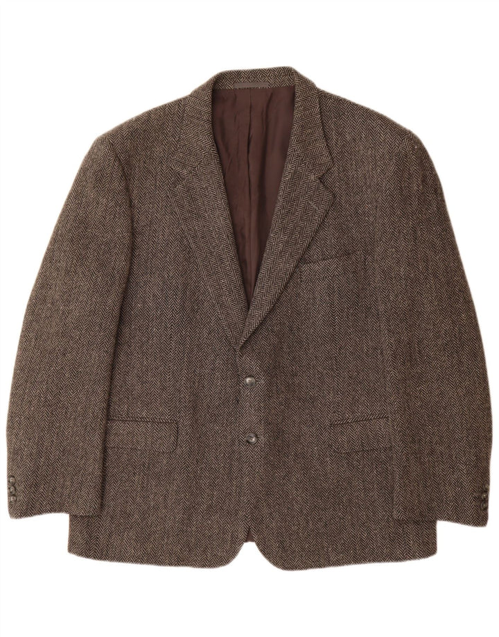 Sacou blazer pentru bărbați Giole, cu 2 nasturi, IT 56 3XL, lână virgină gri cu oase de pește