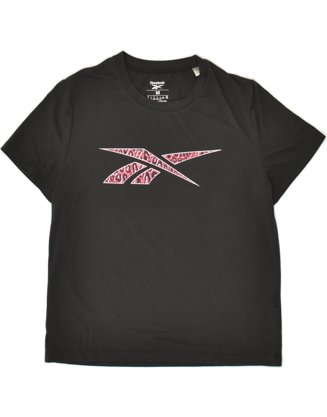 REEBOK Womens Graphic T-Shirt Top UK 12/14 Medium Black Vintage Reebok and Second-Hand Reebok from Messina Hembry 