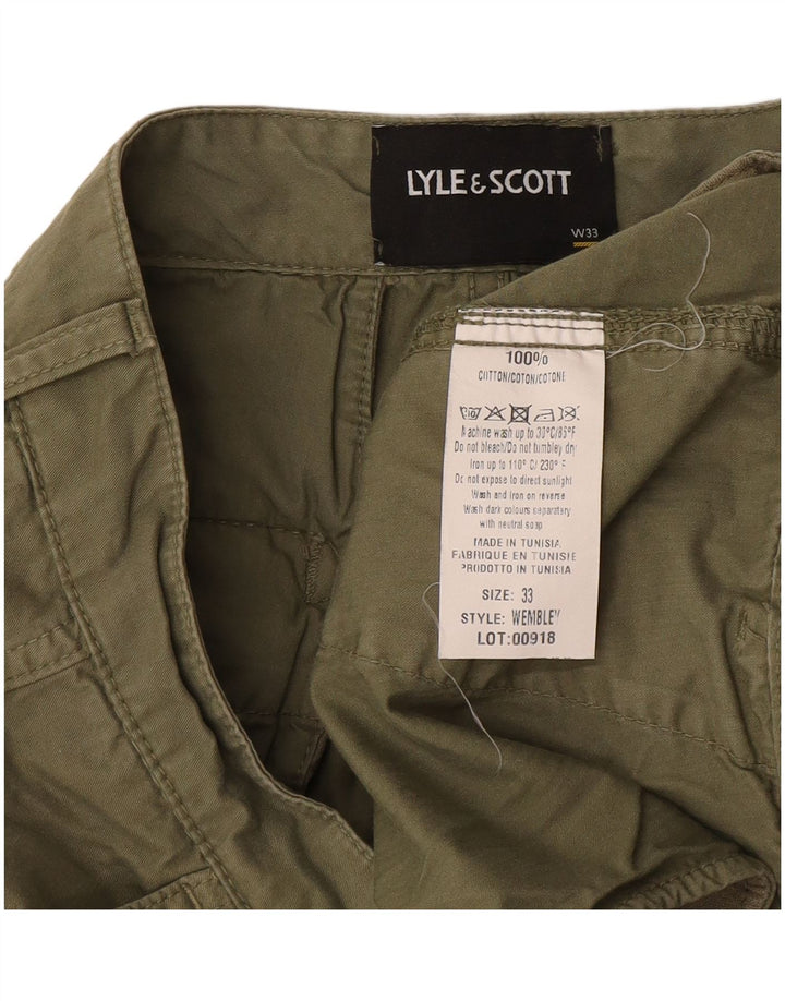 Pantaloni scurți cargo pentru bărbați Lyle & Scott W33, bumbac mediu kaki