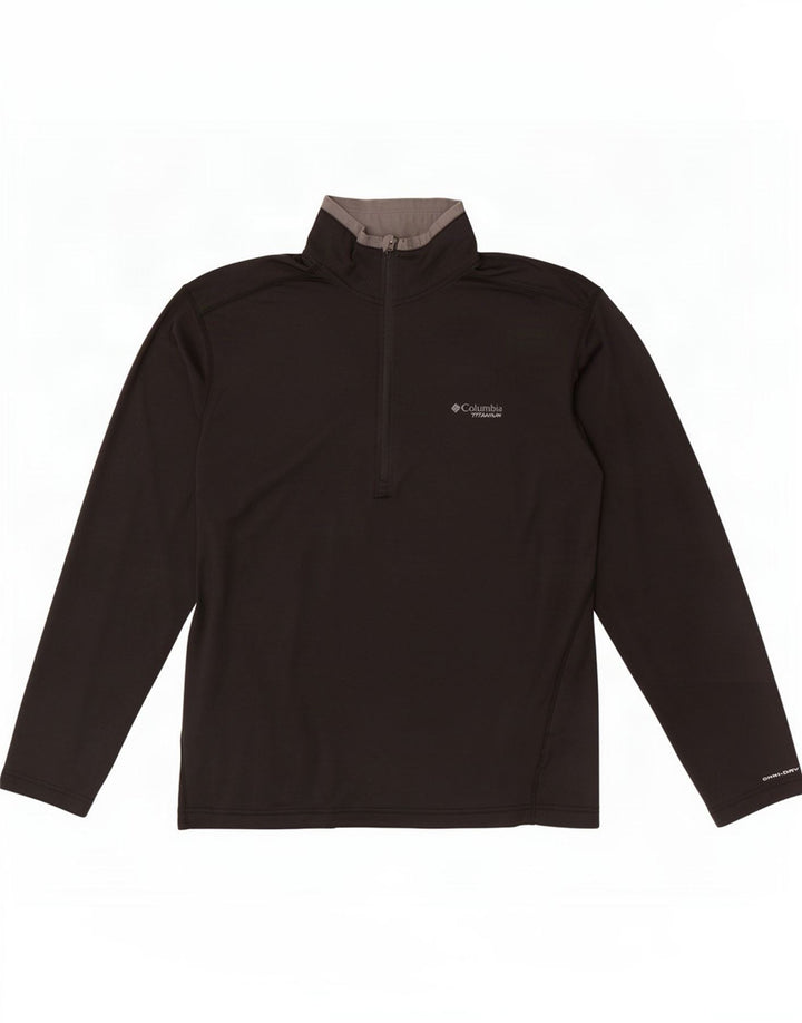 Top de trening Columbia Omni Dry, cu fermoar și gât, negru mediu