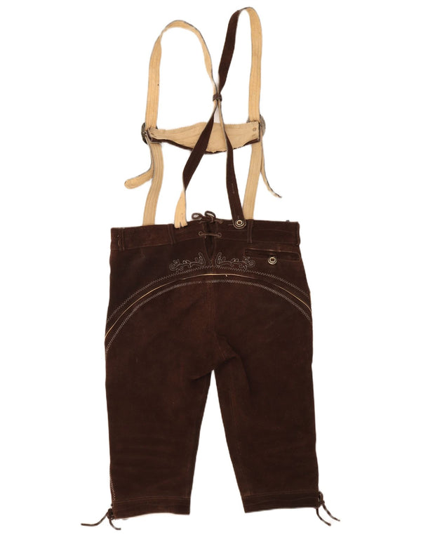 Pantaloni scurti vintage din piele intoarsa pentru femei IT 50 XL W36 maro piele cachetaie