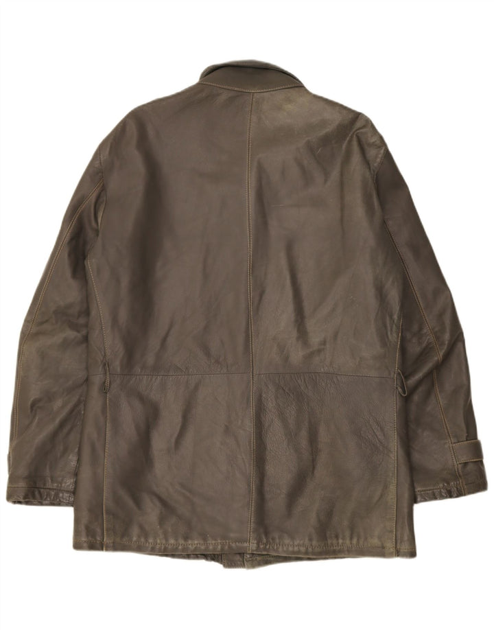 Jachetă militară din piele vintage pentru bărbați UK 38 Medium Khaki Leather