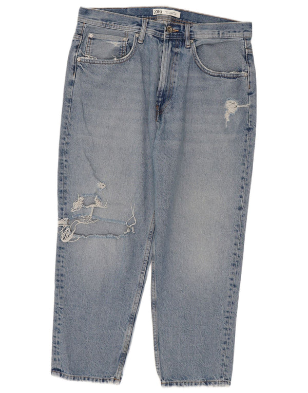 Blugi tăiați pentru bărbați ZARA EU 42 Large W32 L23 Blue Bumbac