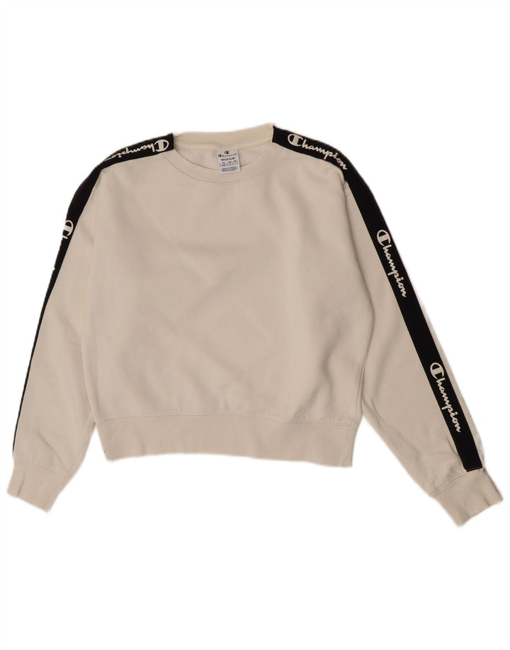 Pulover pentru femei Champion Crop Graphic Pulover UK 14 Medium Off White
