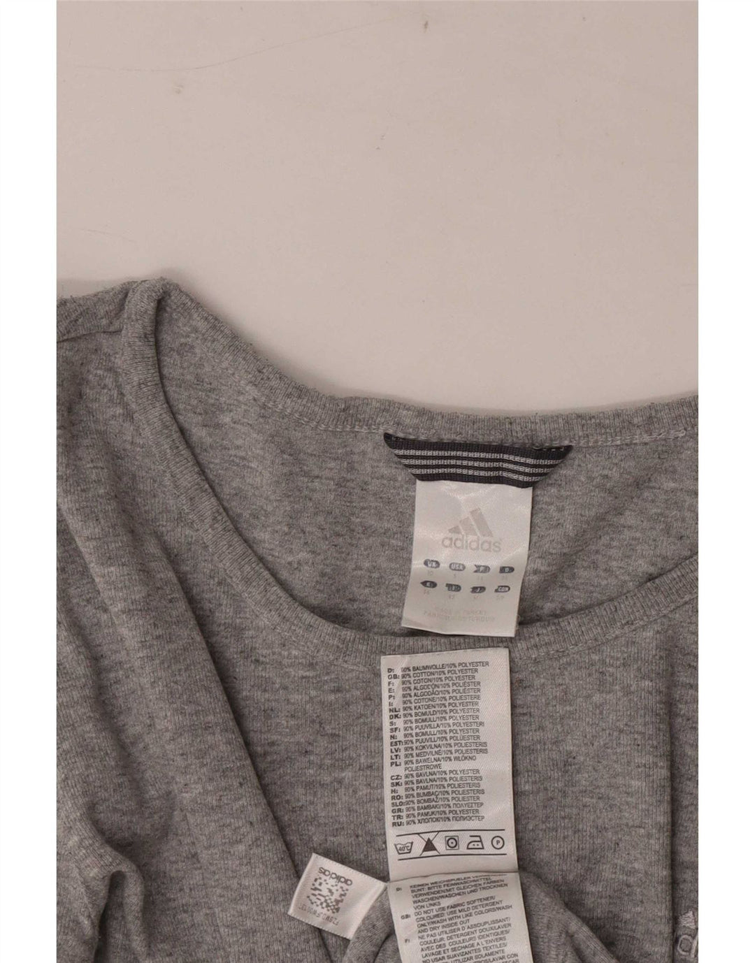 Top pentru femei Adidas cu mânecă lungă UK 10 mic, gri bumbac