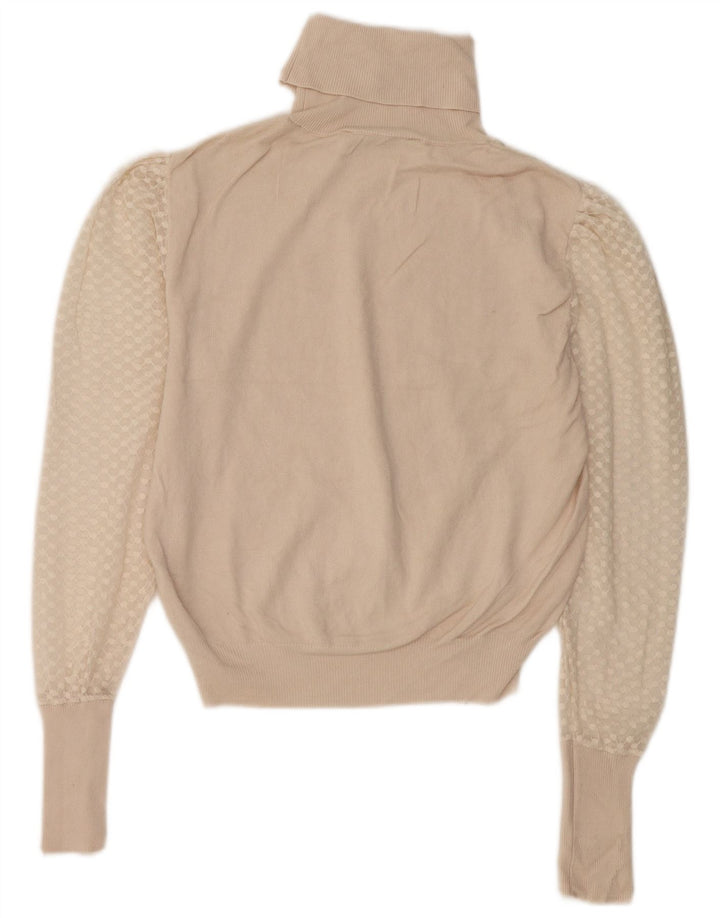 Pulover pentru femei Zara, cu gât rulat, UK 12, bumbac alb, mediu