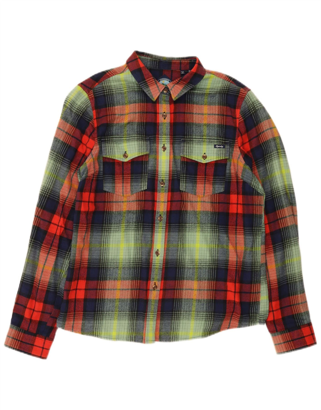 Cămașă de flanel pentru femei Superdry UK 12, bumbac în carouri, multicoloră, medie
