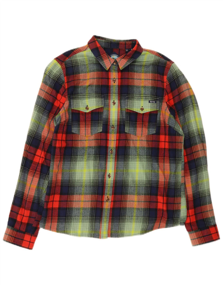 Cămașă de flanel pentru femei Superdry UK 12, bumbac în carouri, multicoloră, medie