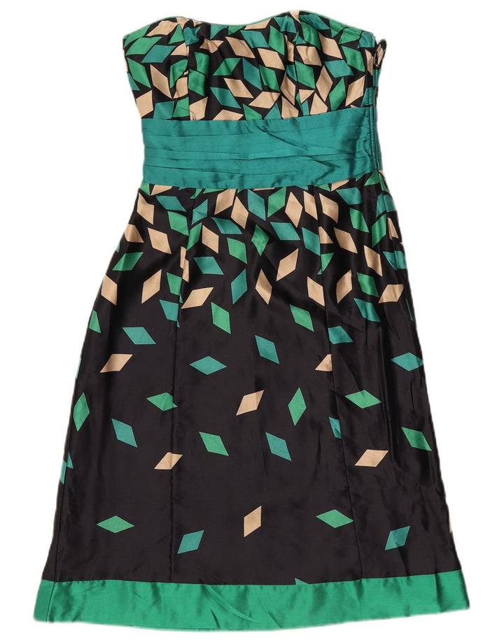 Rochie fără bretele pentru femei Monsoon UK 8 Mic Negru Geometric Mătase