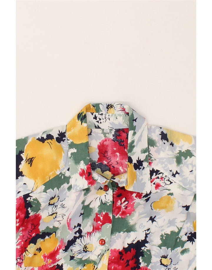 VINTAGE Womens 3/4 Sleeve Shirt Blouse EU 40 Medium Multicoloured Floral Vintage Vintage and Second-Hand Vintage from Messina Hembry 