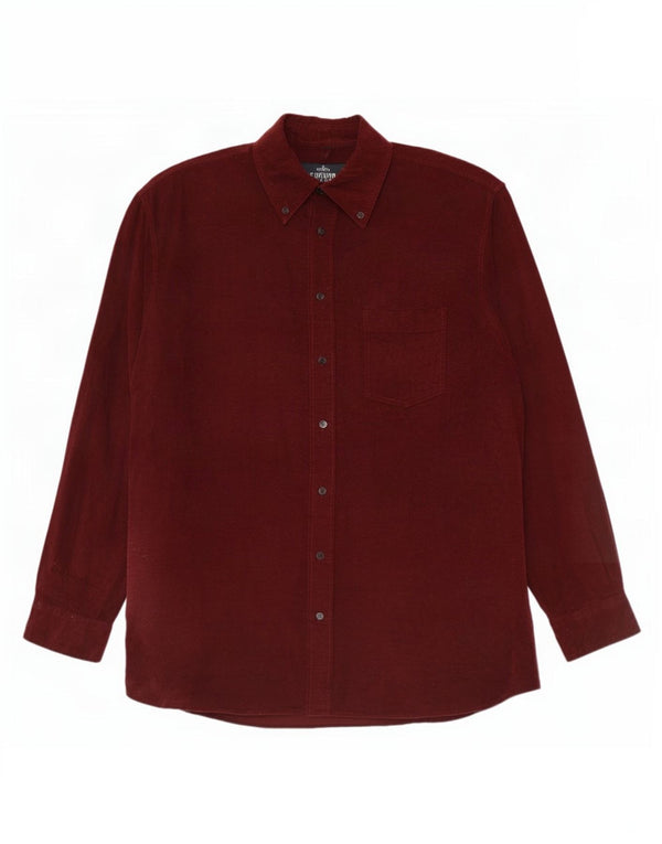Cămașă Camargue pentru bărbați din velur UK 43/44 XL Bumbac burgundă
