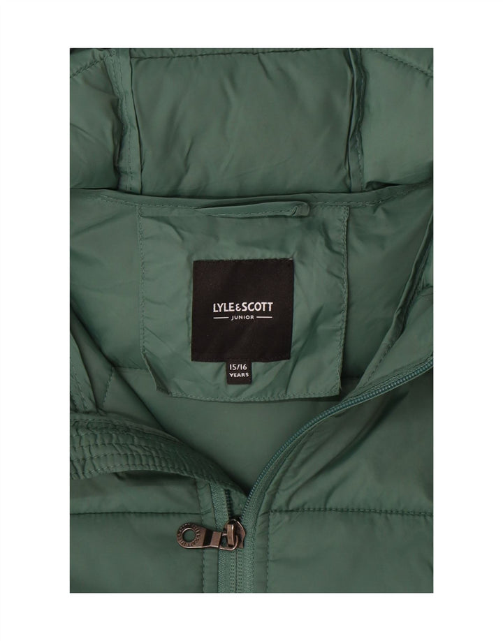 Jachetă căptușită cu glugă Lyle & Scott pentru băieți 15-16 ani, verde, poliamidă
