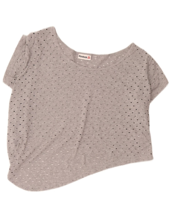 Reebok Womens Crop T-Shirt Top UK 16 Large Grey Cotton
