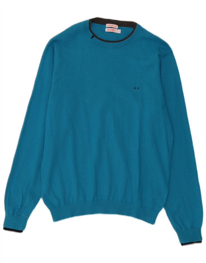 SUN68 Pulover cu gât de barcă pentru femei UK 16, mare, albastru, bumbac