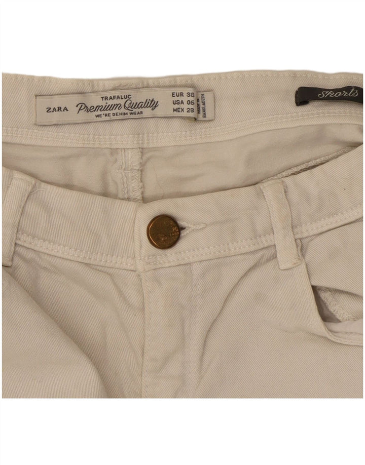 Pantaloni scurți din blugi Trafaluc pentru femei Zara EU 38 Mici W28 Alb