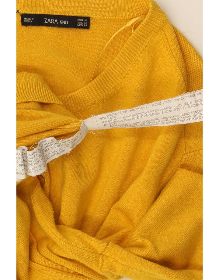 Pulover cardigan pentru femei Zara UK 12, viscoză galbenă medie