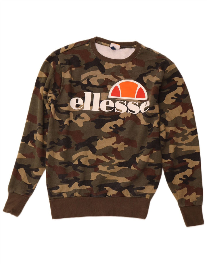 Hanorac grafic pentru bărbați Ellesse Pulover mic din bumbac, camuflaj, kaki