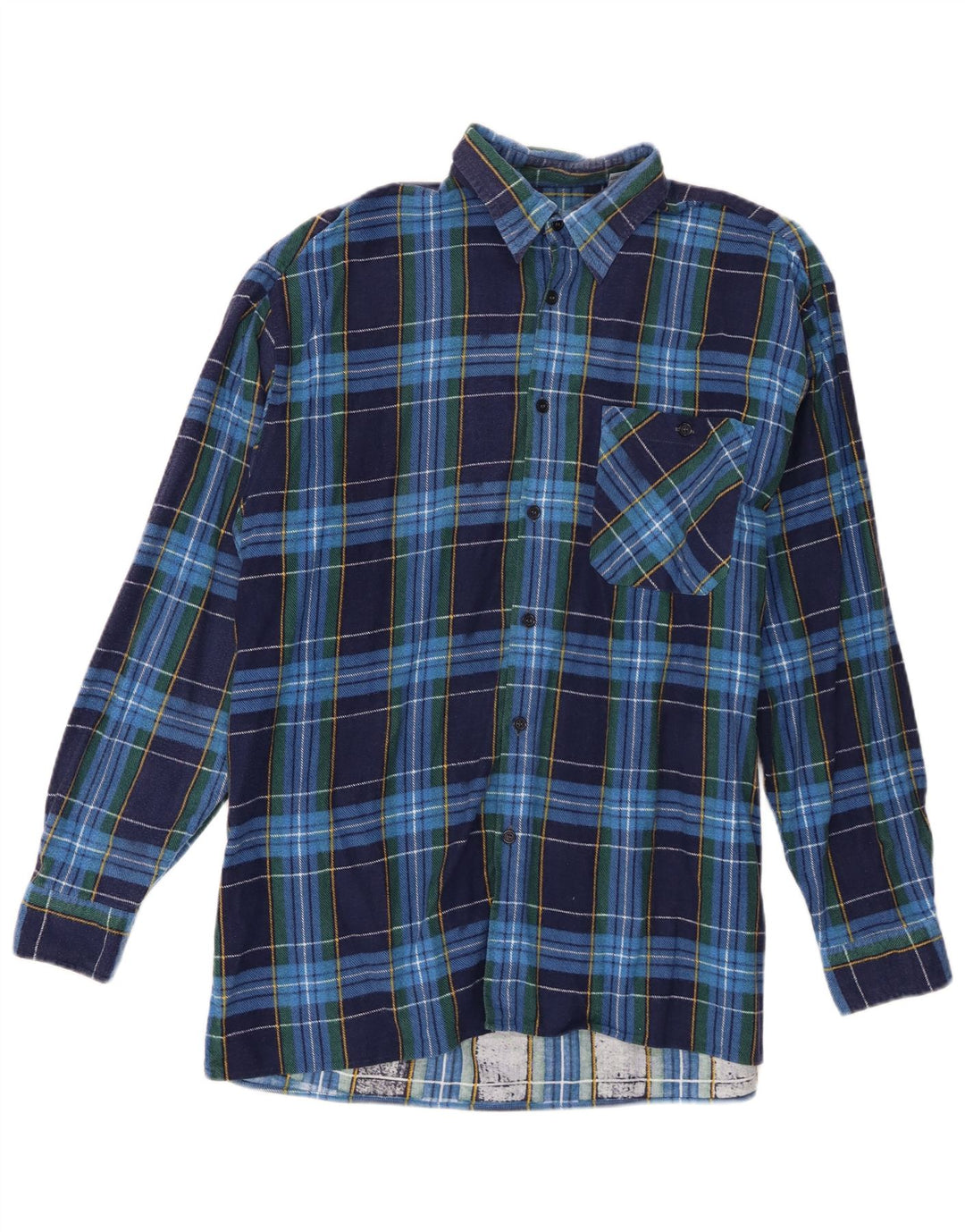 Cămașă de flanel pentru bărbați vintage, mărimea 41/42, bumbac cu carouri albastre mari