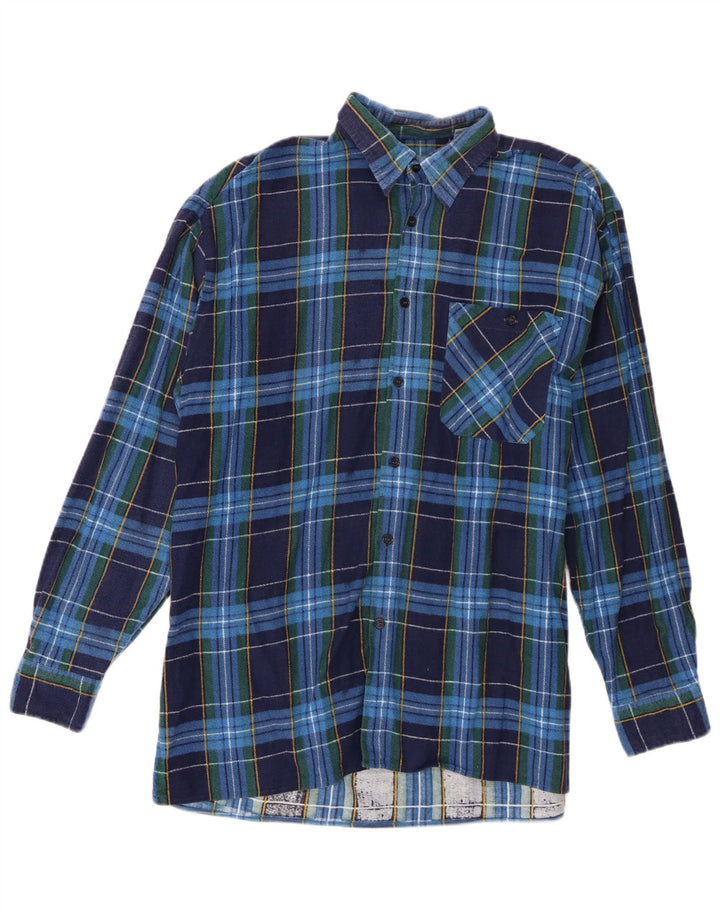 Cămașă de flanel pentru bărbați vintage, mărimea 41/42, bumbac cu carouri albastre mari