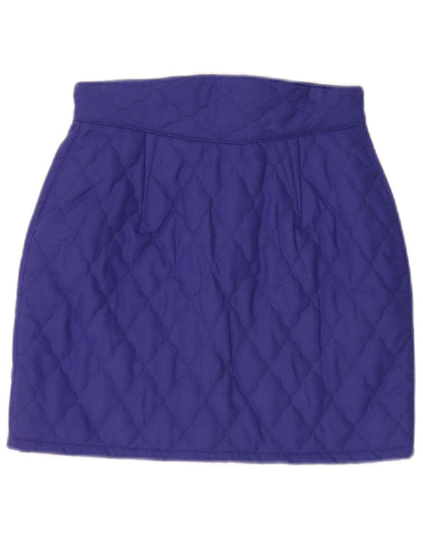 Fusta mini matlasată cu talie înaltă pentru femei Benetton IT 42 Medium W26 Lână violet