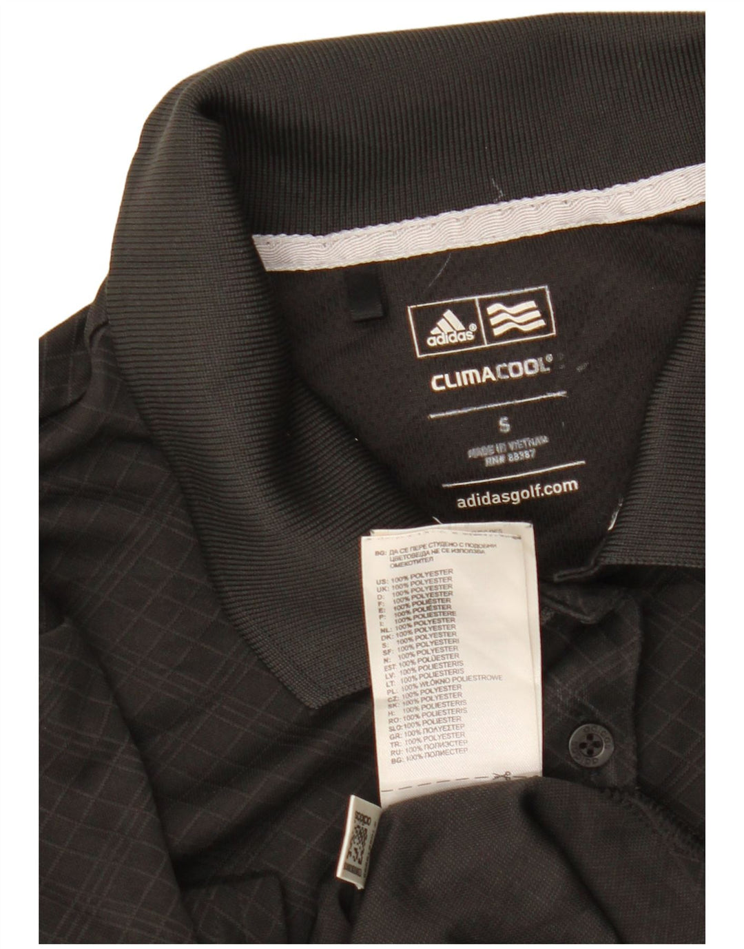 Tricou polo ADIDAS Climacool pentru femei UK 10 Poliester geometric geometric negru mic