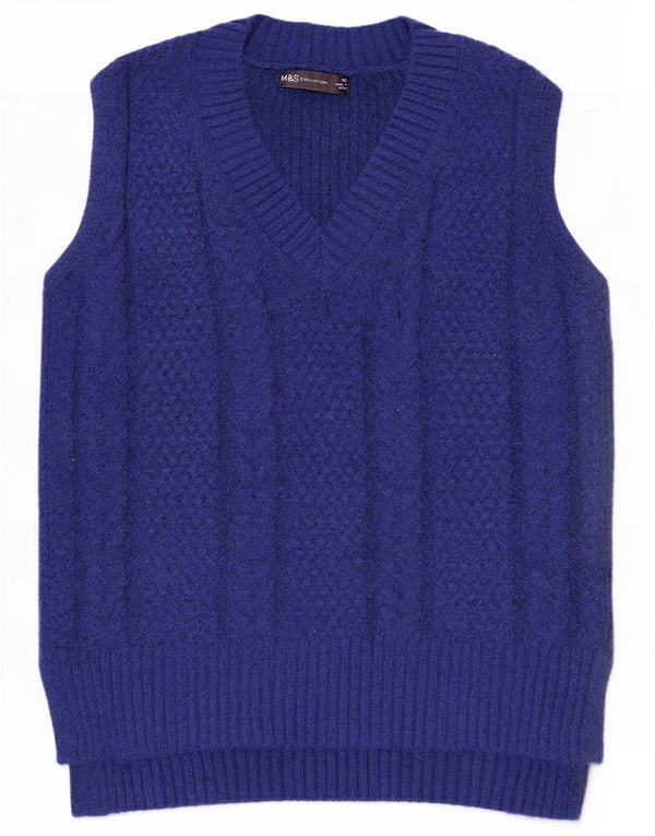 Marks & Spencer Womens Vest Tank Top UK 4 XS Blue Flecked Polyester