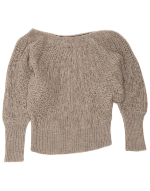 Pulover vintage pentru femei cu decolteu cu barcă, UK 6 XS, gri