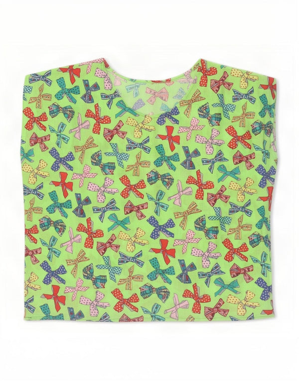 Vintage Womens Abstract Pattern T-Shirt Top UK 16 Large Green