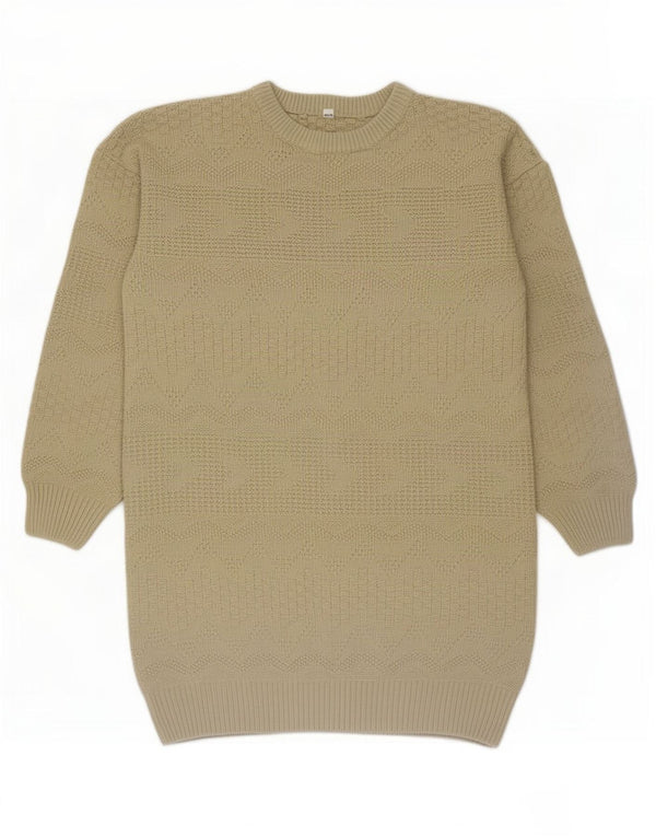 Vintage Womens Crew Neck Jumper Sweater EU 36/38 Small Beige Cotton
