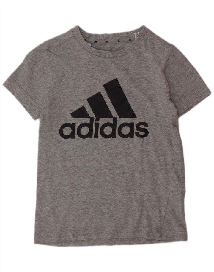 Tricou grafic ADIDAS pentru baieti Top 7-8 ani bumbac gri