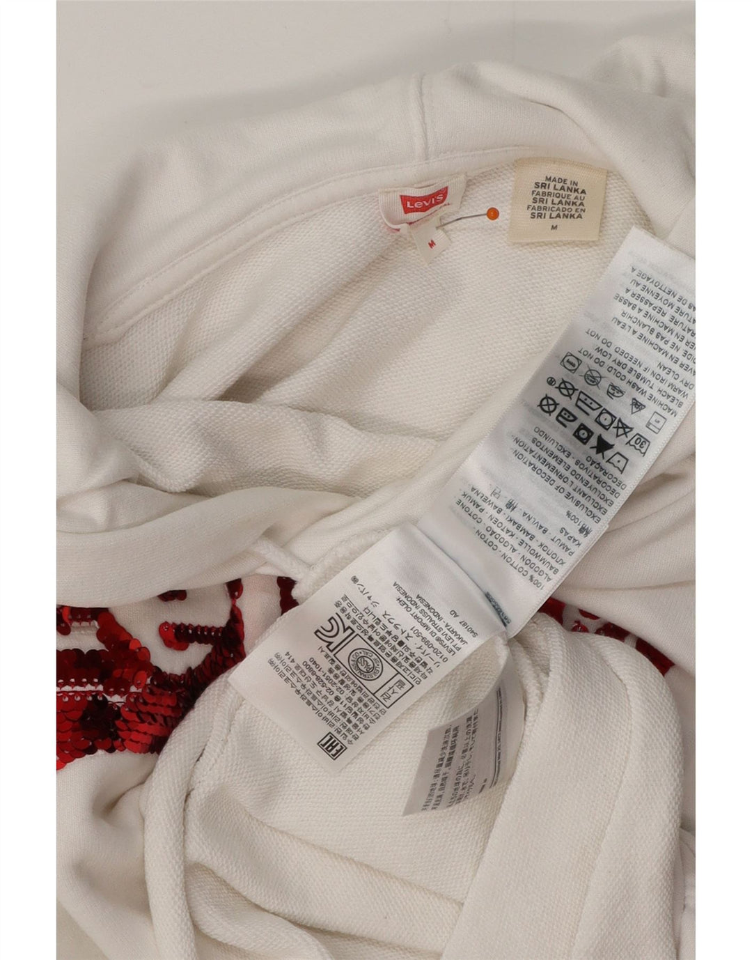 Levi'S Jumper oversized Crop Hoodie pentru femei UK 14 Bumbac alb mediu