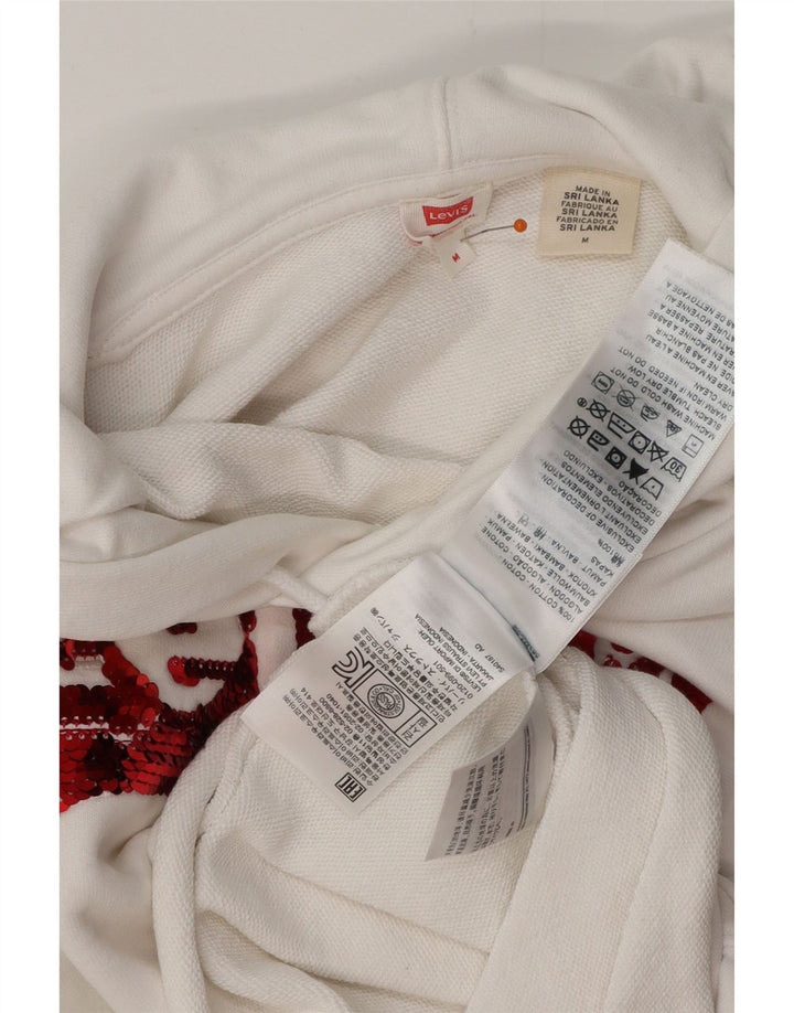 Levi'S Jumper oversized Crop Hoodie pentru femei UK 14 Bumbac alb mediu