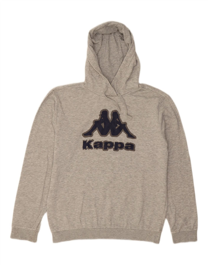 KAPPA Mens Graphic Hoodie Jumper Medium Grey Cotton Vintage Kappa and Second-Hand Kappa from Messina Hembry 