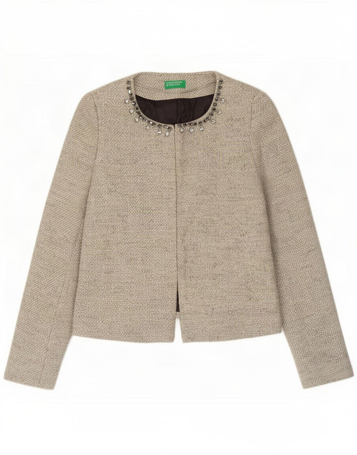 Blazer pentru femei Benetton UK 10 Small Grey Bumbac