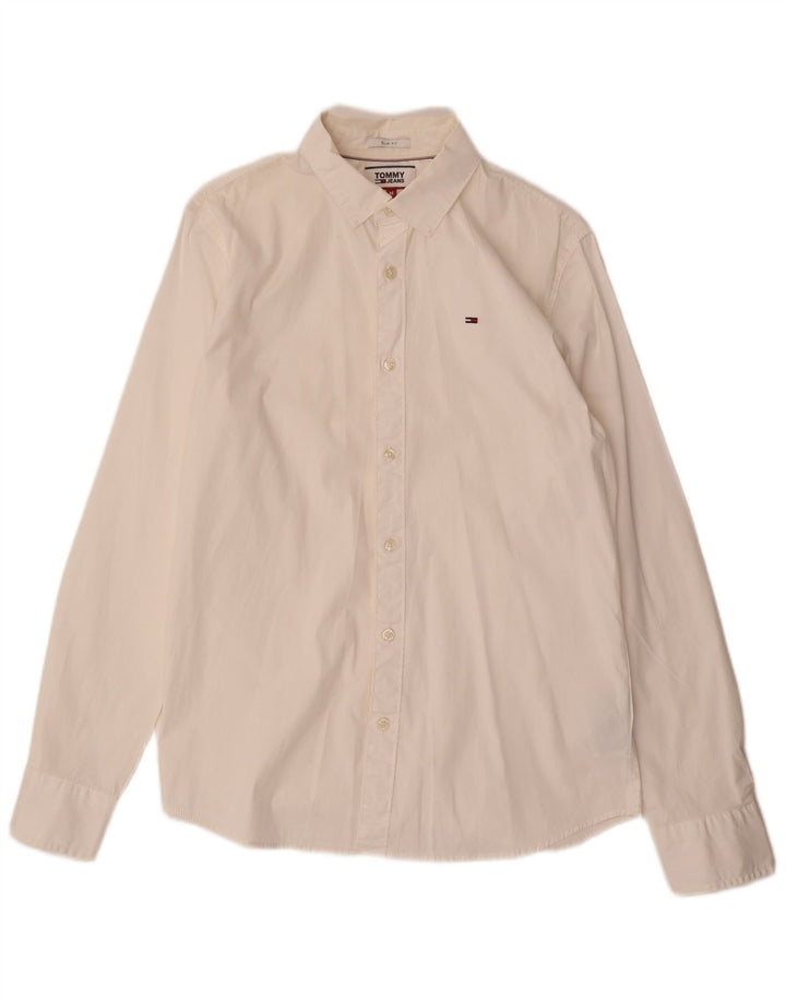 Cămașă Slim Fit Tommy Hilfiger pentru bărbați, bumbac alb mediu