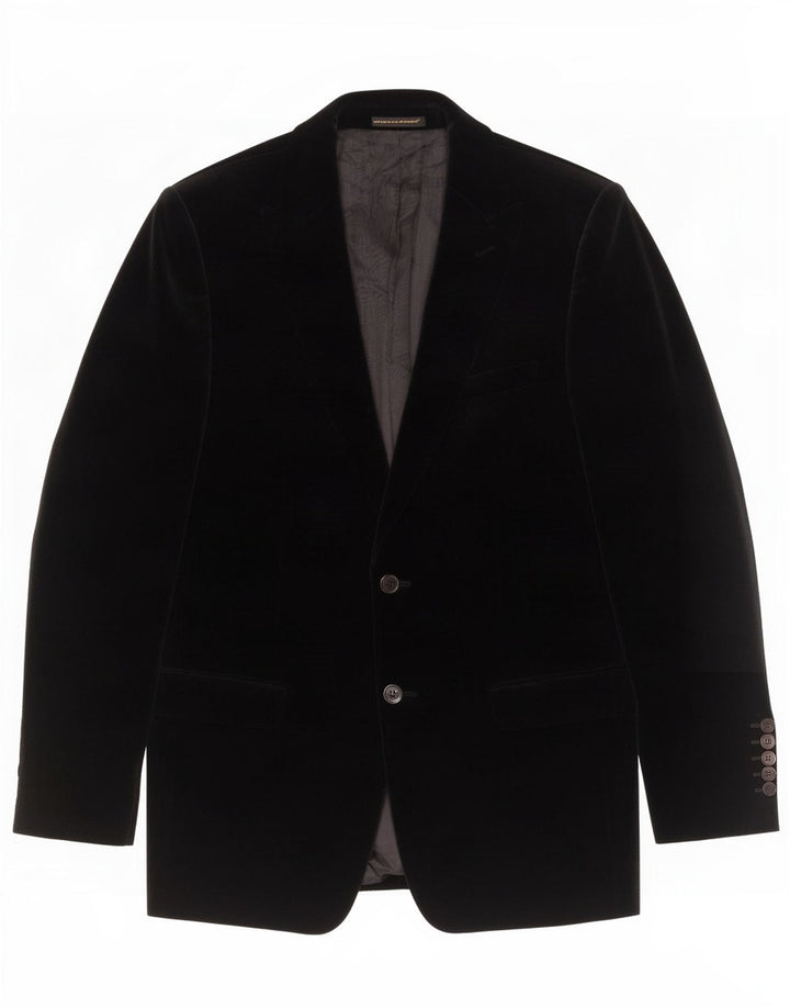 Blazer pentru bărbați Zara cu 2 nasturi din velur, EU 50, bumbac mediu negru