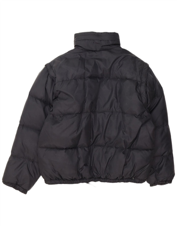 Jachetă căptușită cu glugă vintage pentru bărbați UK 40, mare, negru, nailon