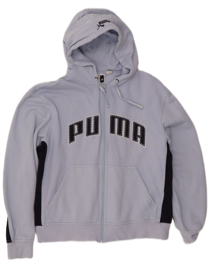 Pulover PUMA pentru femei, cu glugă cu grafică, UK 14, albastru mediu, bumbac color bloc