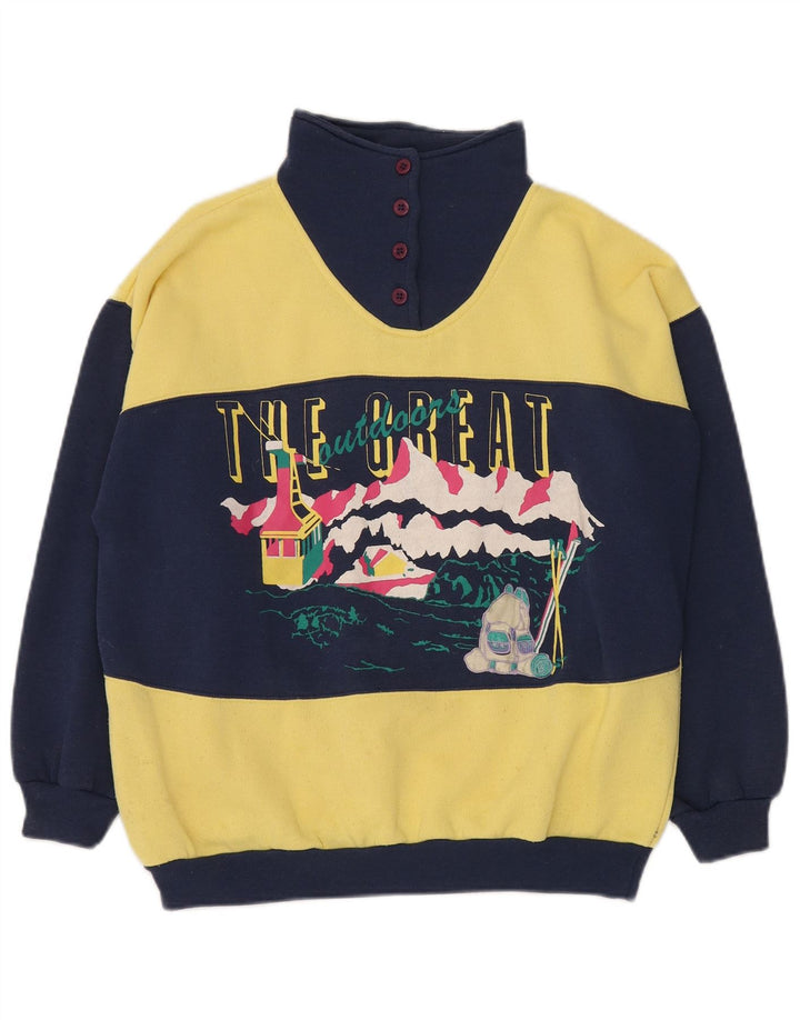 Pulover pentru bărbați DASH, cu grafică, cu gât, cu nasturi, galben mediu